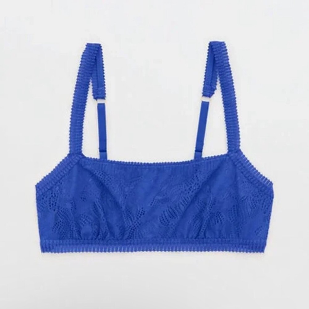 aerie coral lace bandeau bra color blue